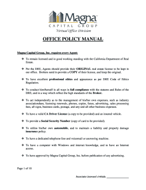 missouri real estate office policy manual
